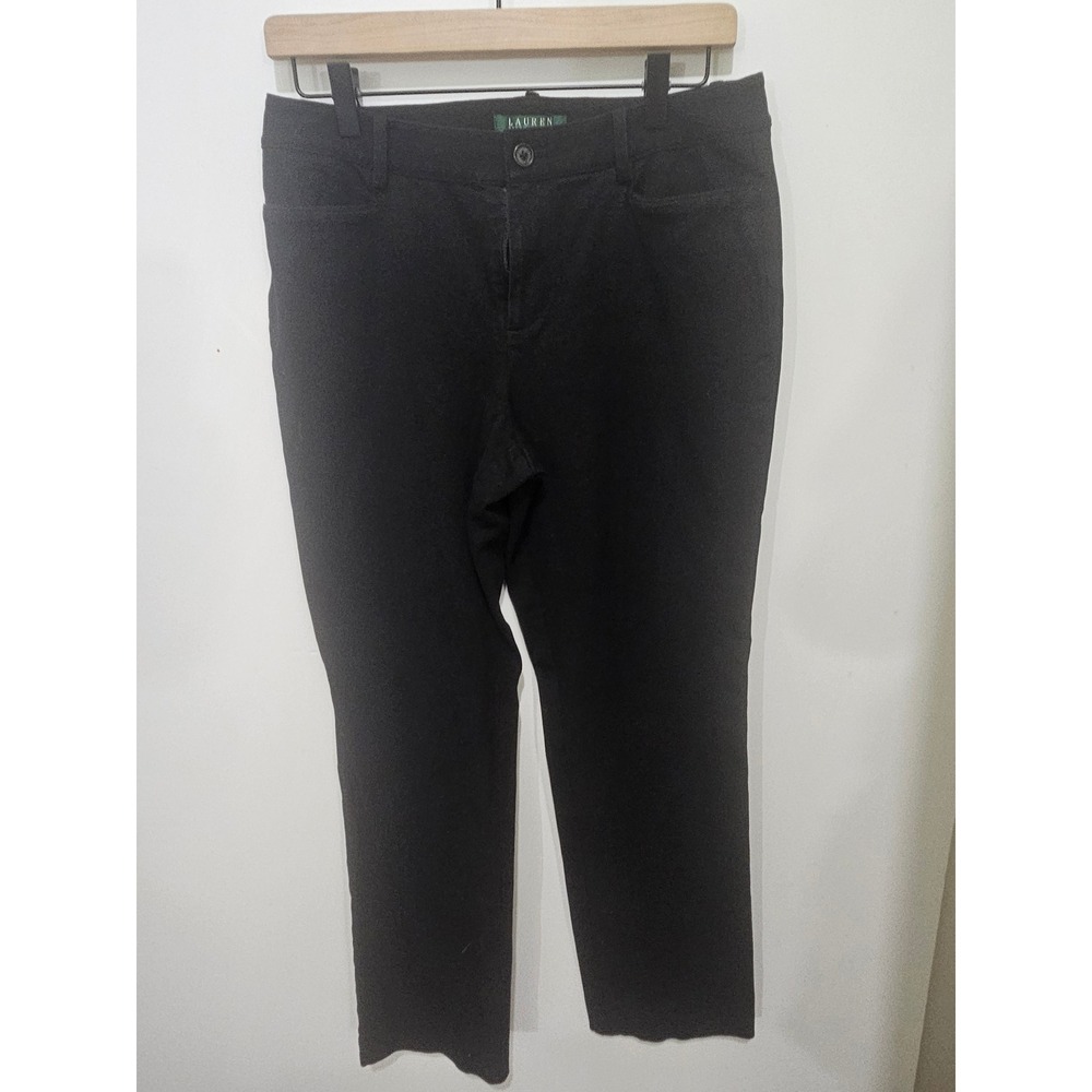 Lauren Ralph Lauren Womens Black Slim Leg Stretch Cotton Pants Size 6‎
